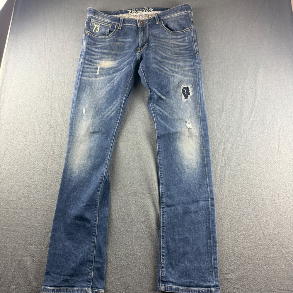 Pepe Jeans Jeans Men's 34x34 (Fits 36x34) Blue Faded Whiskered Slim London Y2K